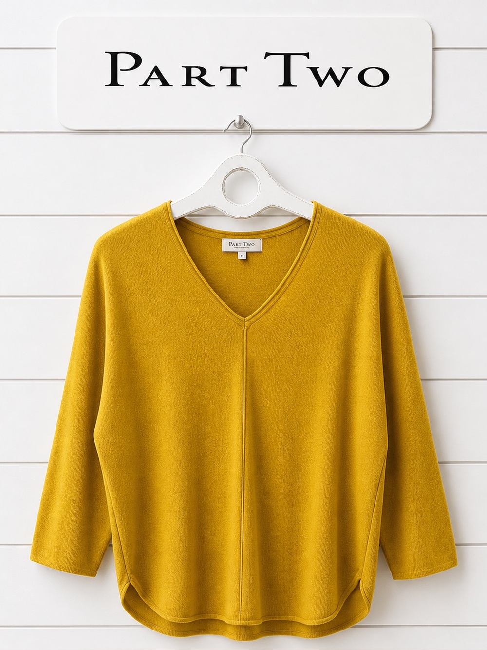 PART TWO Mustard Yellow Lightweight Knit Top – Size S